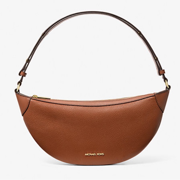 MICHAEL KORS Hollis Medium 2-in-1 Pebbled Leather and Logo Jacquard Shoulder Bag - Picture 3 of 16